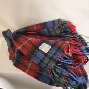 Vintage Faribo Plaid Fringe Blanket 48" x 53"